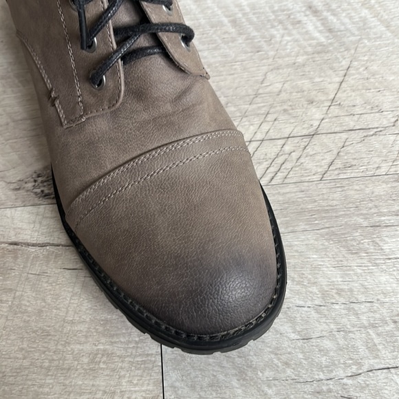 Lace Up Combat Boot with Zipper Grey/Olive green - Picture 7 of 8